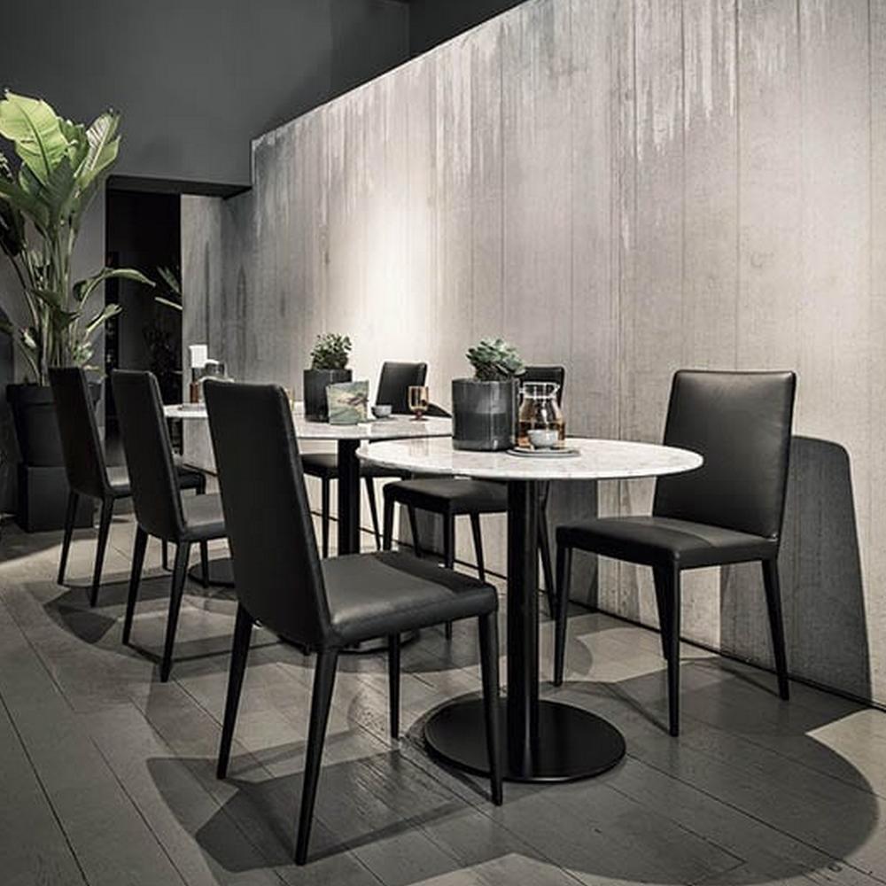 Contemporary In Stock in Los Angeles, Set of 2 Black Leather Bella Dining Chairs For Sale