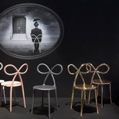 In Stock in Los Angeles, Set of 2 Gold Metallic Ribbon Chairs by Nika Zupanc