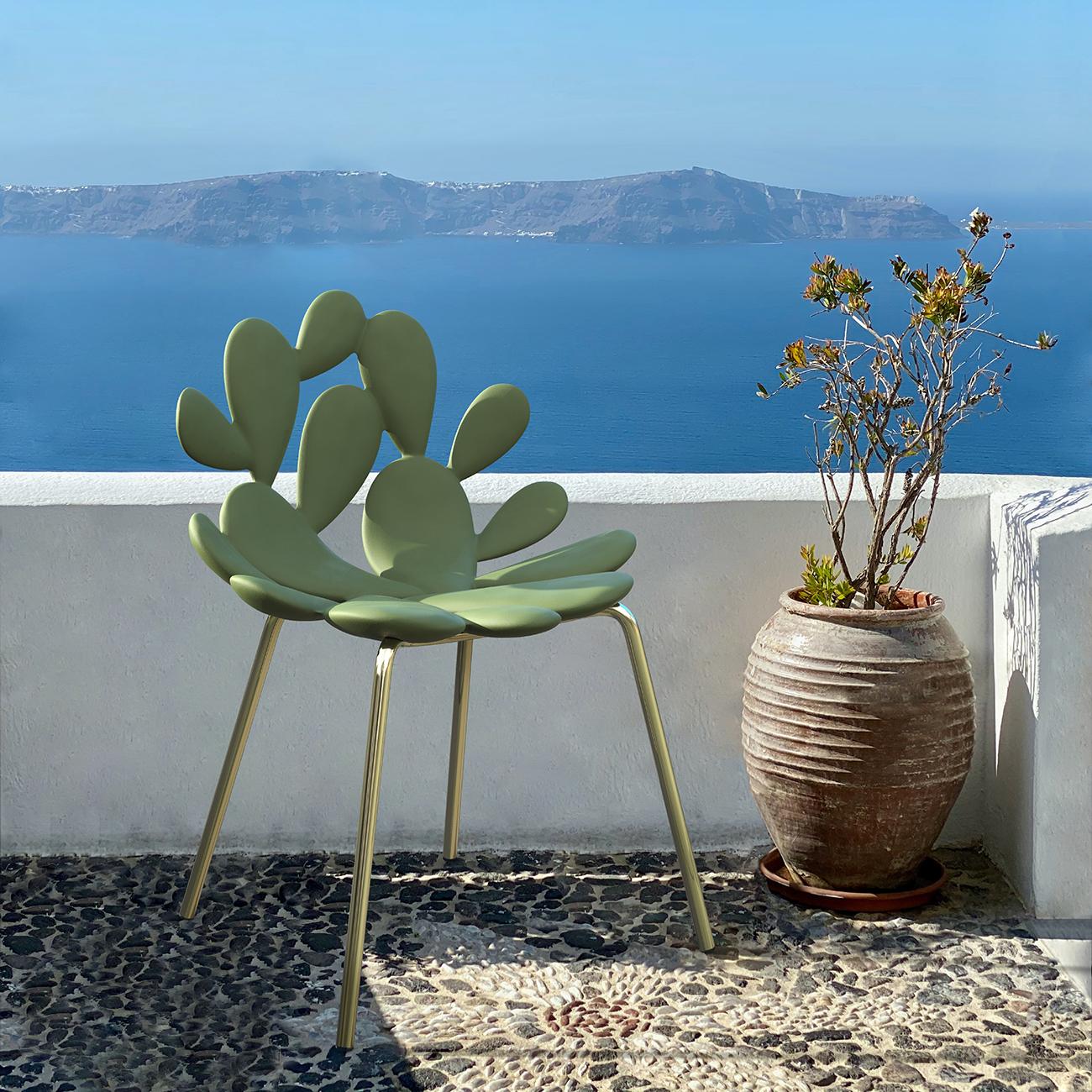 italien Ensemble de 2 chaises Cactus en laiton et vert de Marcantonio, fabriquées en Italie  en vente