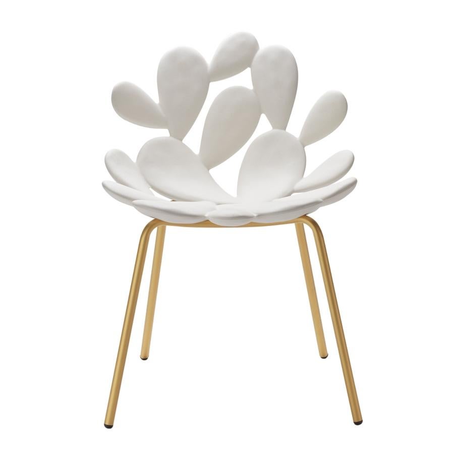 Moderne Ensemble de 2 chaises Cactus blanches/laiton par Marcantonio, fabriquées en Italie en vente