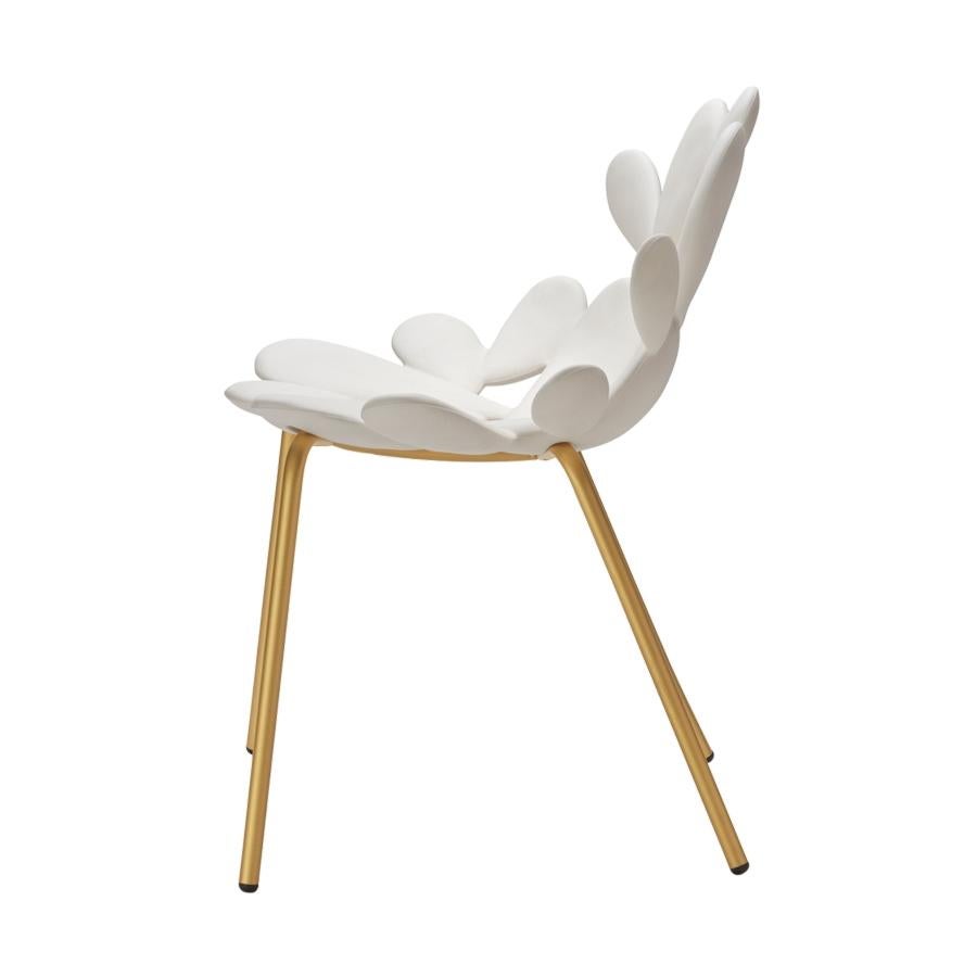 Modern Set of 2 White / Brass Cactus Chair by Marcantonio, Made in Italy For Sale