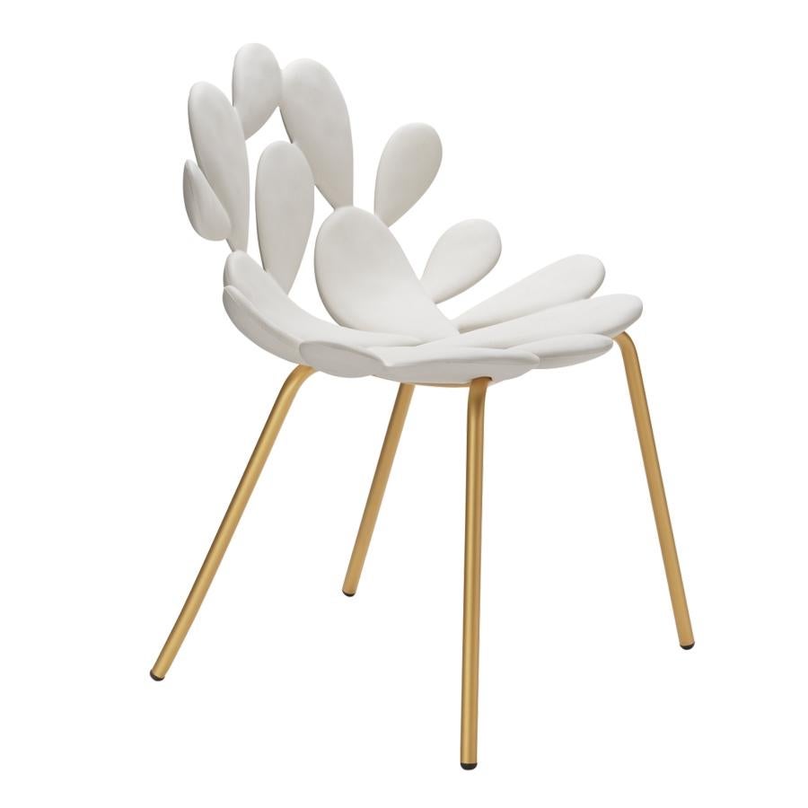 Italian Set of 2 White / Brass Cactus Chair by Marcantonio, Made in Italy For Sale