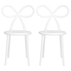 In Stock in Los Angeles, Set of 2 White Ribbon Chairs, Designed by Nika Zupanc