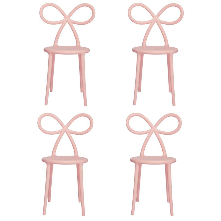 Set of 4 Pink Ribbon Chairs, Designed by Nika Zupanc