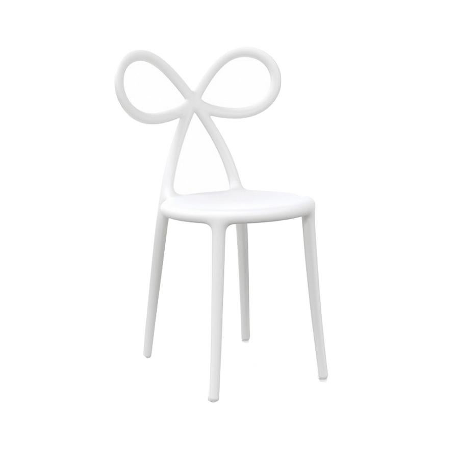 Contemporary Set of 4 White Ribbon Chairs, Designed by Nika Zupanc, Made in Italy  For Sale