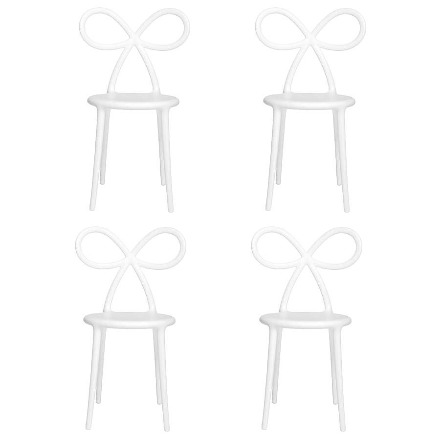 Set of 4 White Ribbon Chairs, Designed by Nika Zupanc, Made in Italy 