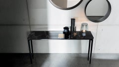 In Stock in Los Angeles, Slim Black Ceramic 4 Legs Console, Made in Italy