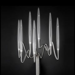 In Stock in Los Angeles, Floor Lamp with Nickel Finish, Made in Italy