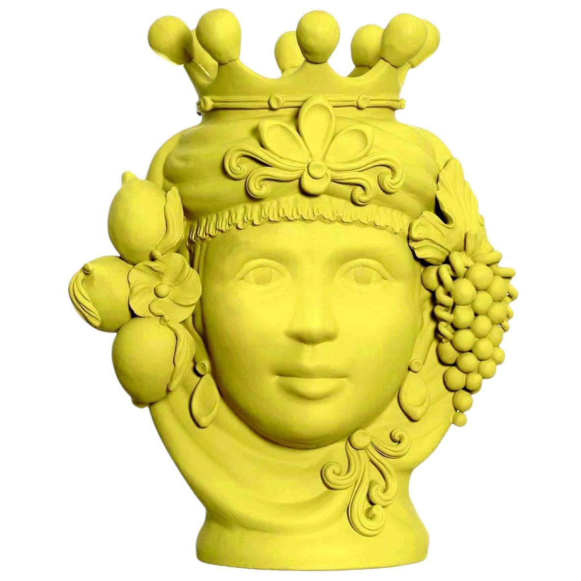 Stefania Boemi Yellow Terracotta Vase, Made in Italy