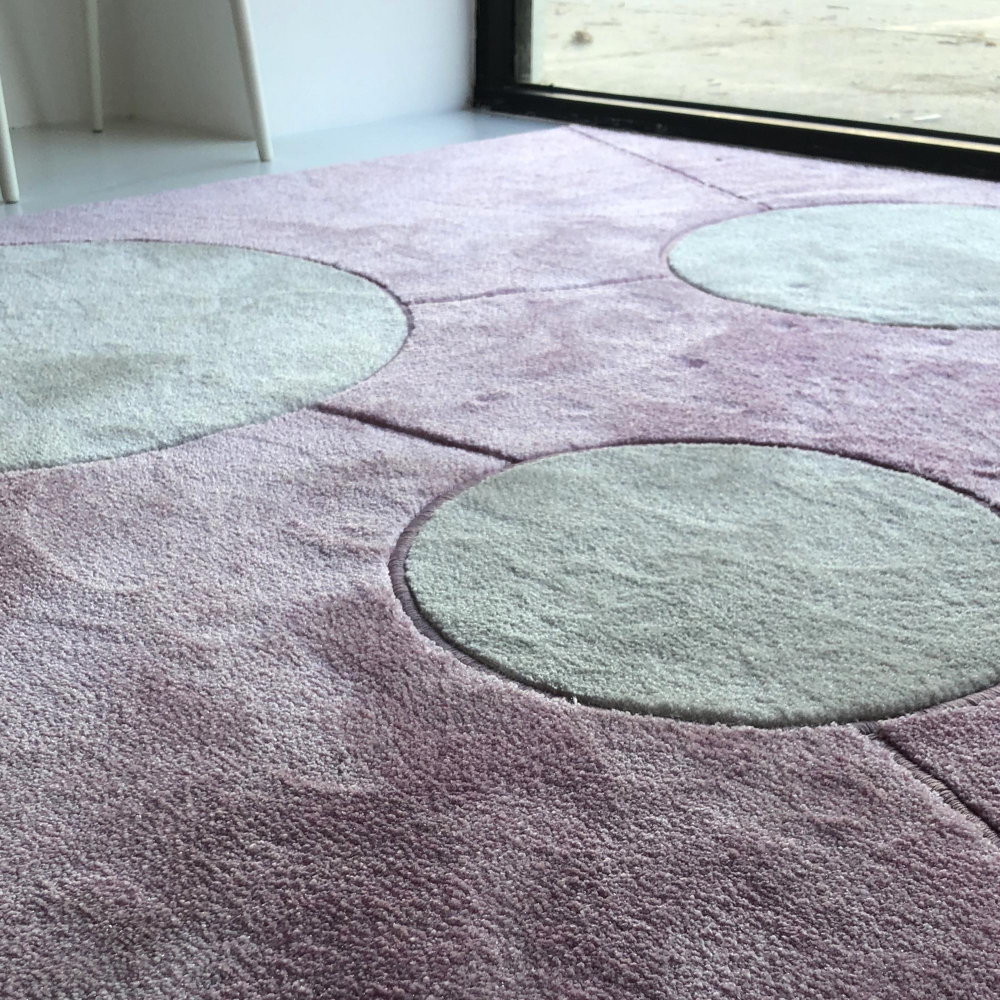 Modern In Stock in Los Angeles, Two Tones Pink and White Rug with Geometric Shapes