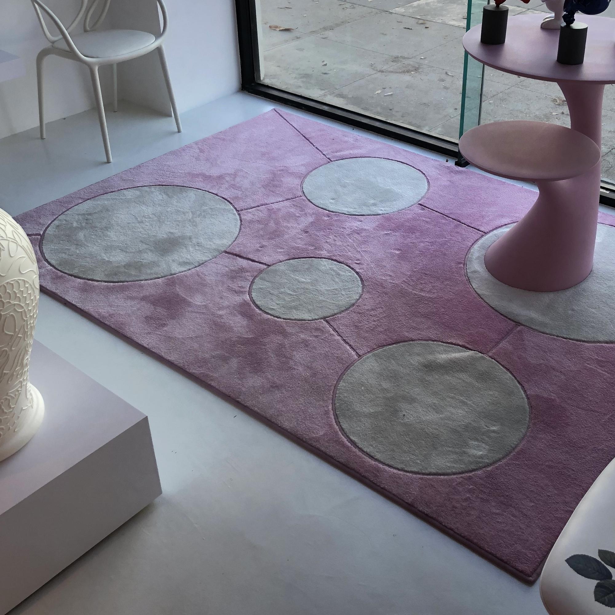 Italian In Stock in Los Angeles, Two Tones Pink and White Rug with Geometric Shapes