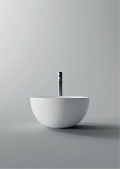In Stock in Los Angeles, Unica Round Countertop Washbasin, Made in Italy