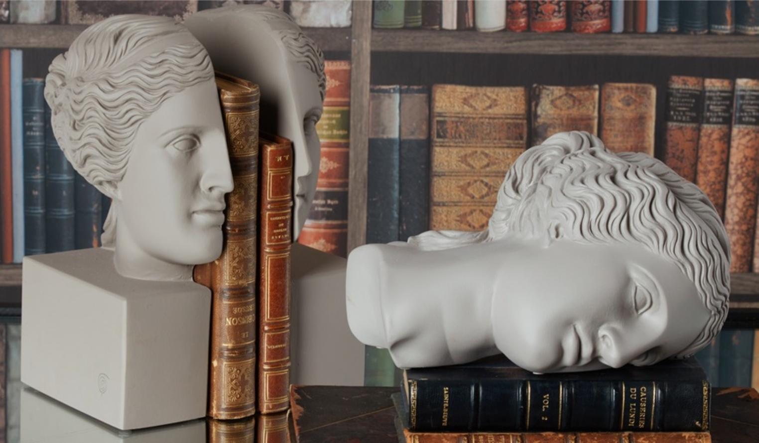 Modern In Stock in Los Angeles, Venus Statue Set of 2 Bookends in Rose Pink