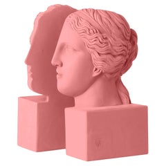 In Stock in Los Angeles, Venus Statue Set of 2 Bookends in Rose Pink