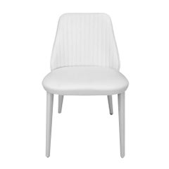 In Stock in Los Angeles, White Leather Dining Chair by Enzo Berti, Made in Italy