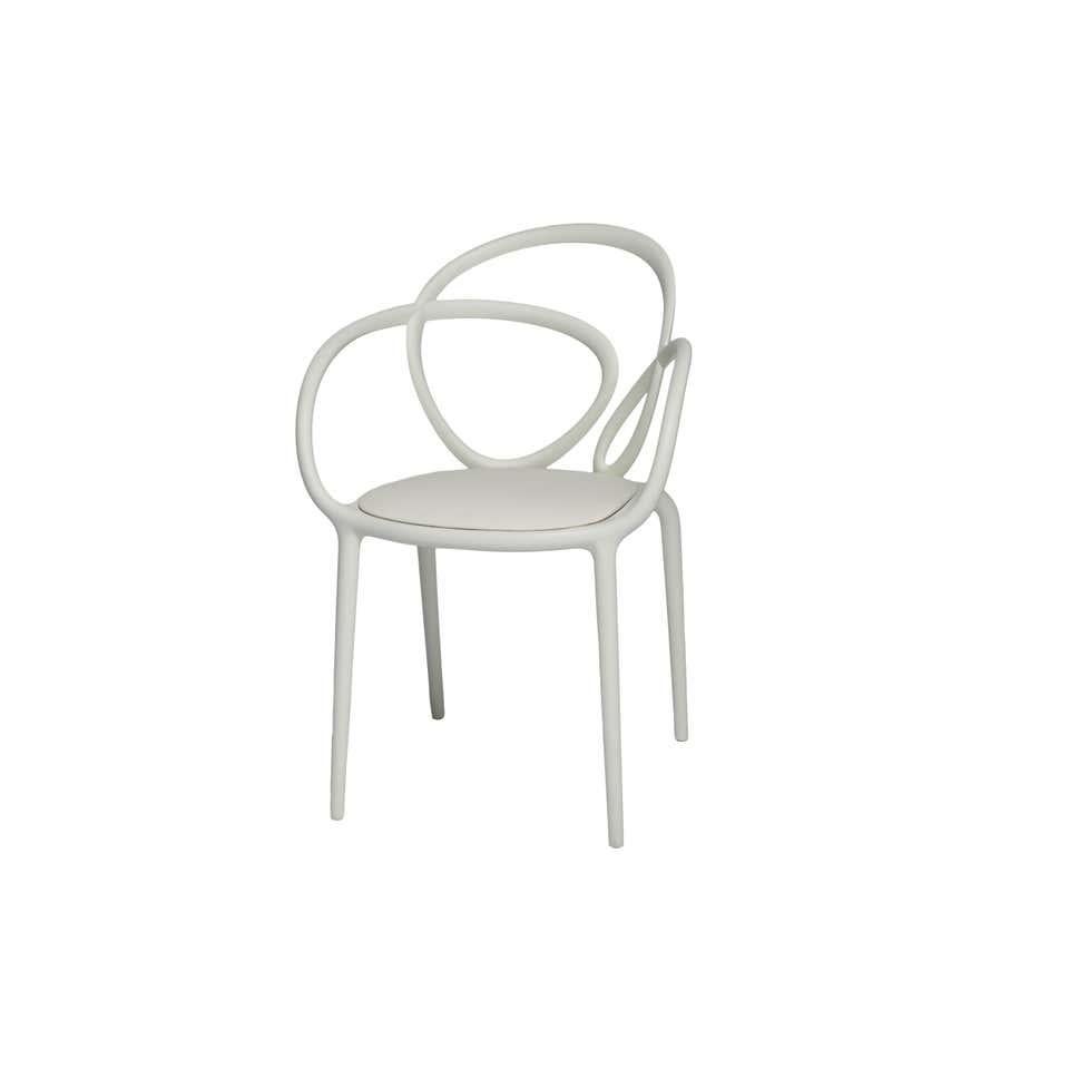Italian In Stock in Los Angeles, White Loop Padded Armchair, Made in Italy