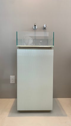 In Stock in Los Angeles, White Plisse Monobloc SX Vanity, by Bizzarridesign