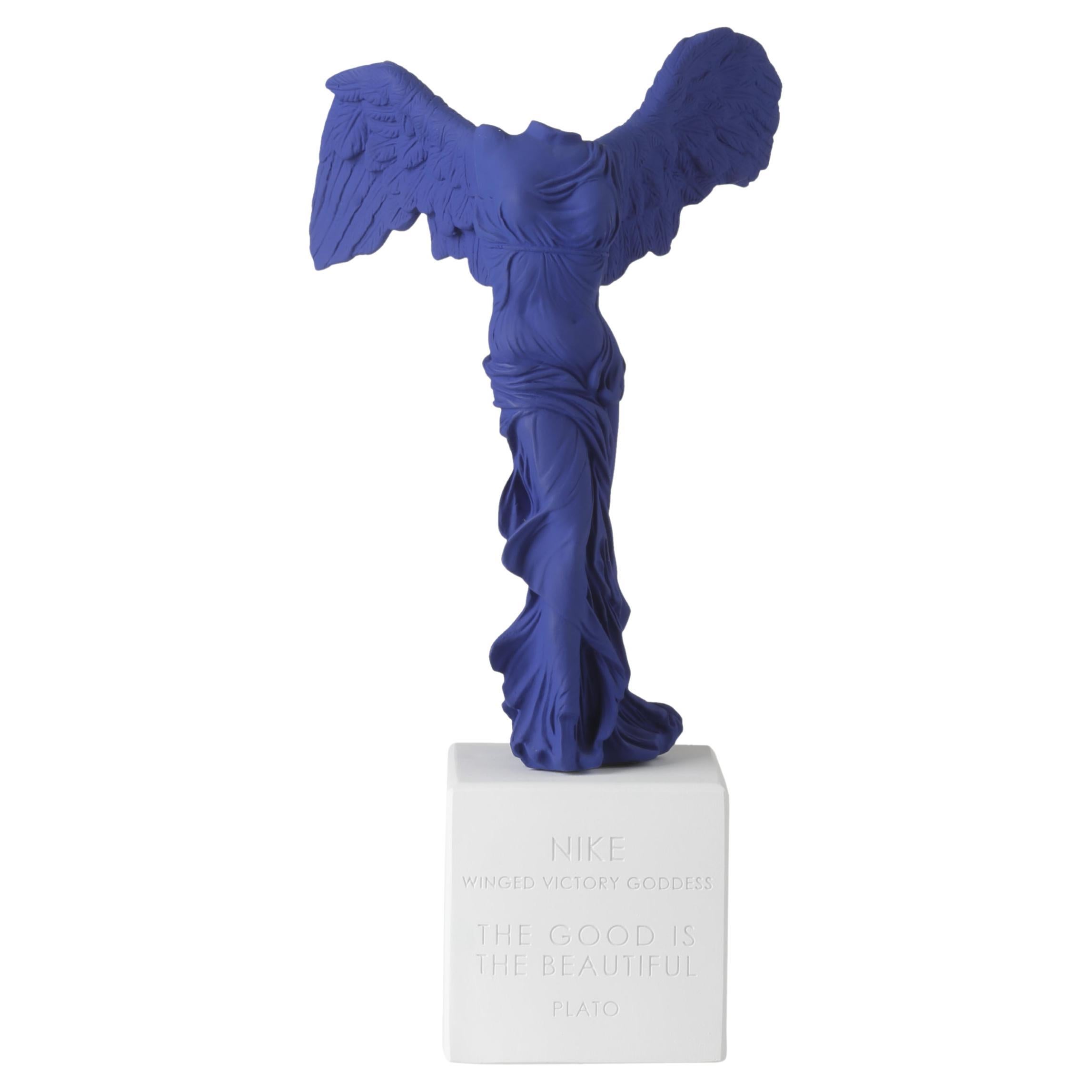In Stock in Los Angeles, Winged Greek Statue in Blue, Large