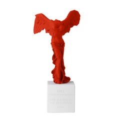 In Stock in Los Angeles, Winged Greek Statue in Red, Large