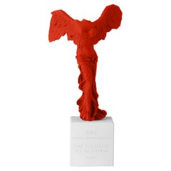 In Stock in Los Angeles, Winged Greek Statue in Red, Large