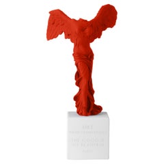 In Stock in Los Angeles, Winged Greek Statue in Red, Large
