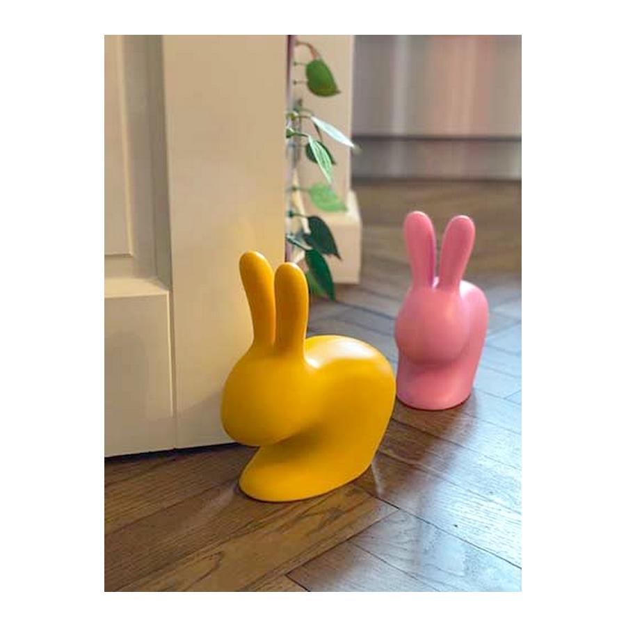 Modern In Stock in Los Angeles, Yellow Rabbit Door Stopper / Bookends, Made in Italy