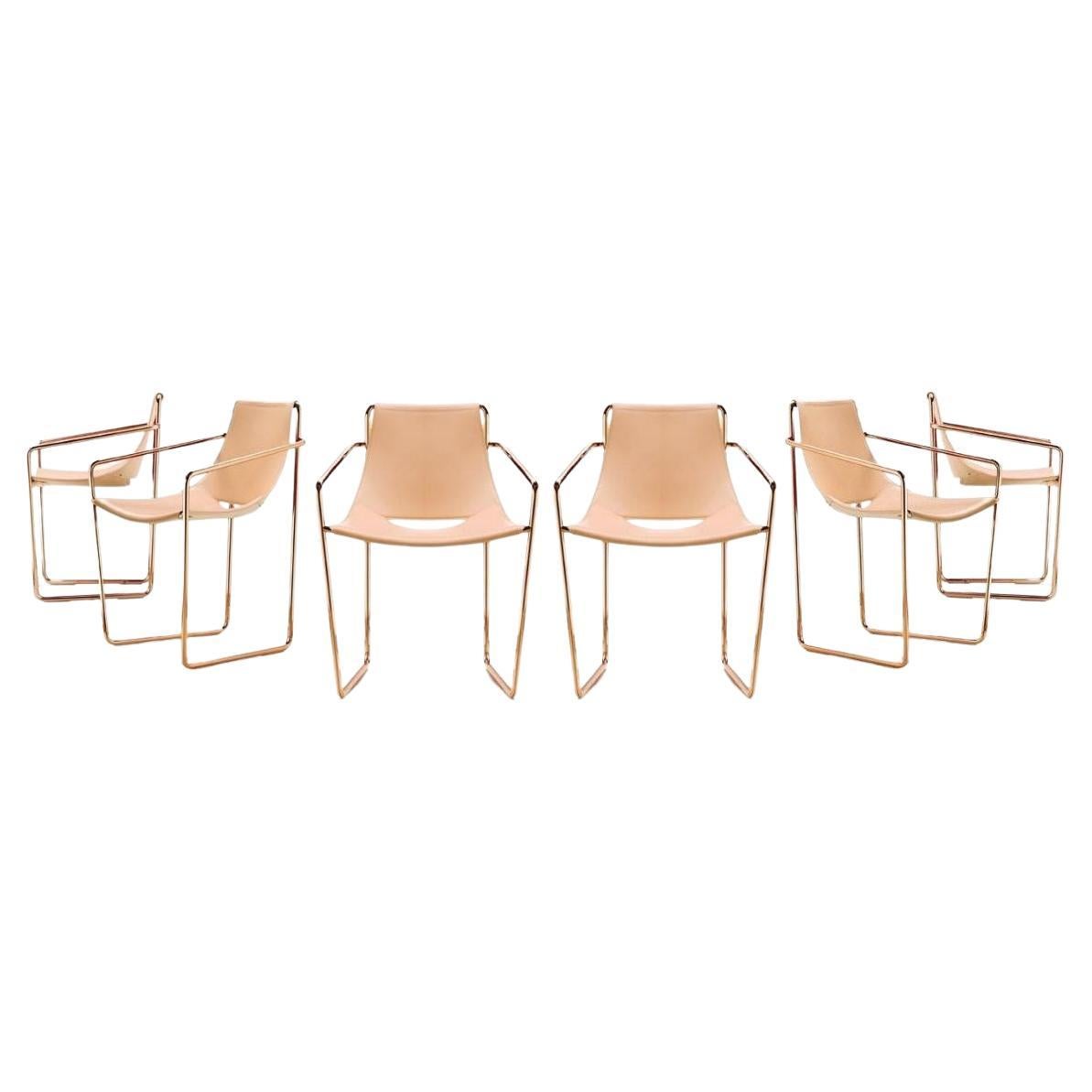 Handcrafted Italian Dining Armchairs In Leather, Set of 6 For Sale