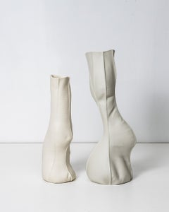 En stock, Kawa Vases 2/set Vases organiques en céramique blanche, Porcelaine, Sculptural