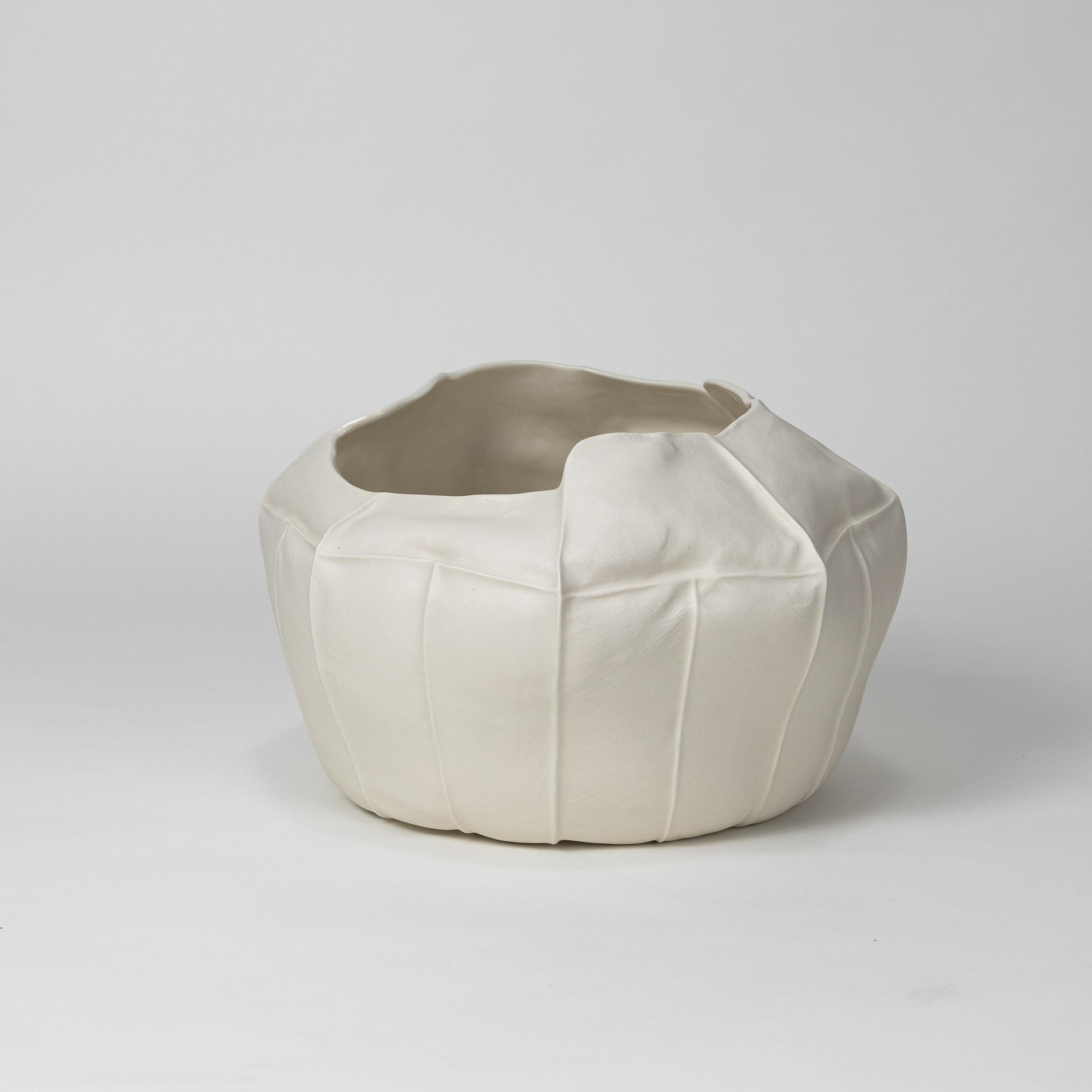 Other In-stock, Large Ceramic Kawa Vessel 2.1, Organic, White, tactile, porcelain 