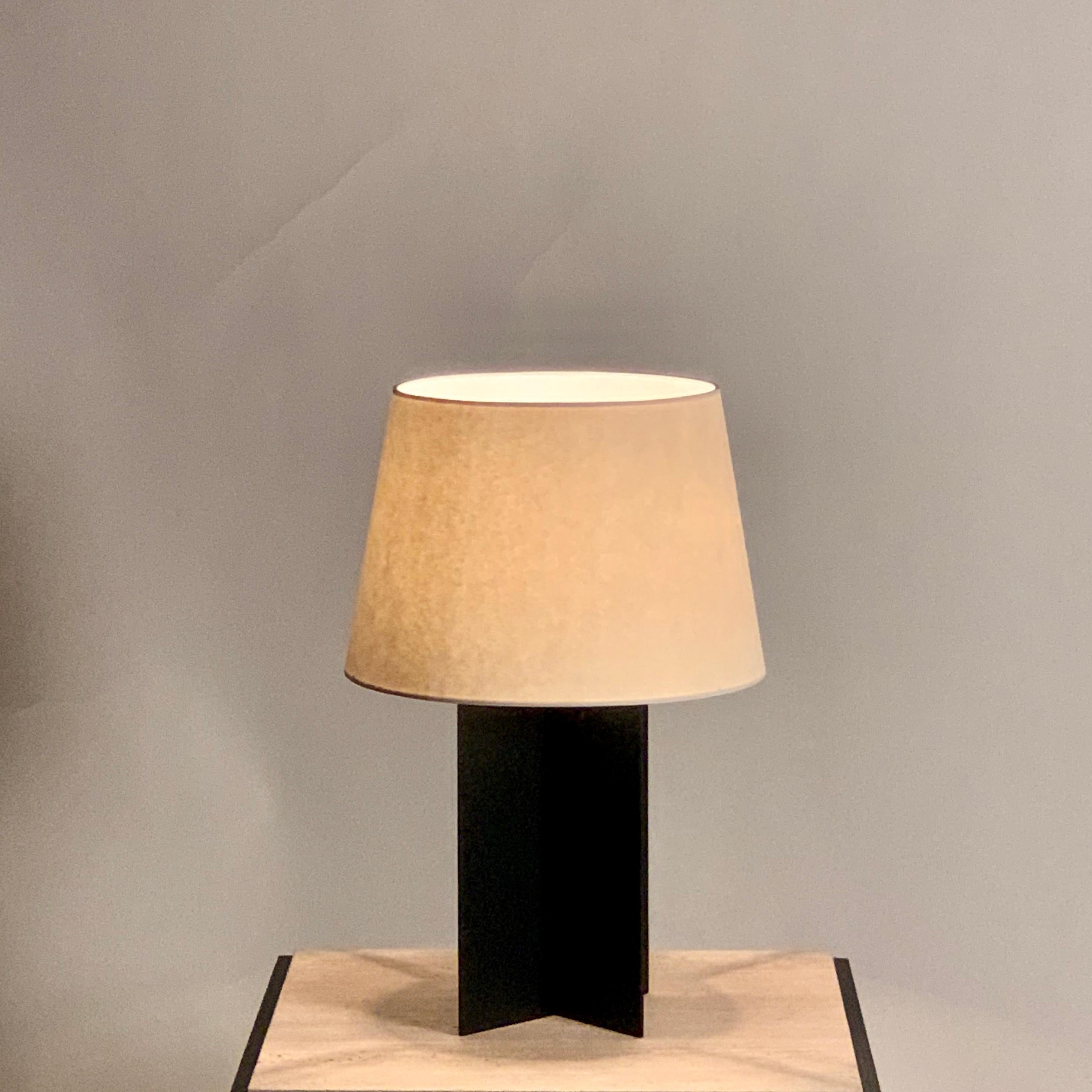 Art Deco In-Stock Large 'Croisillon' Lamp with Parchment Shade by Design Frères For Sale