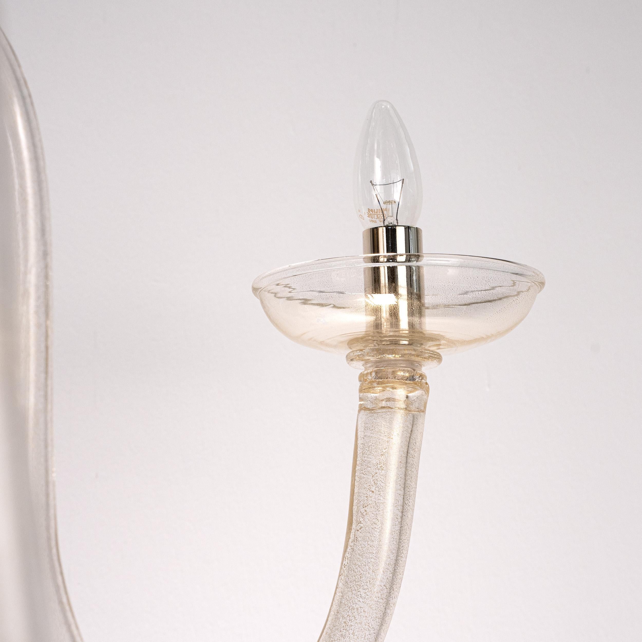 Laiton En stock grand lustre 5 lumières en verre doré de Murano, Vintage Made in Italy en vente