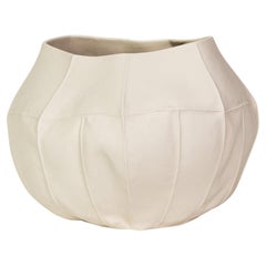 In-Stock Large White Porcelain Vessel organic sculpture leather textured SECOND