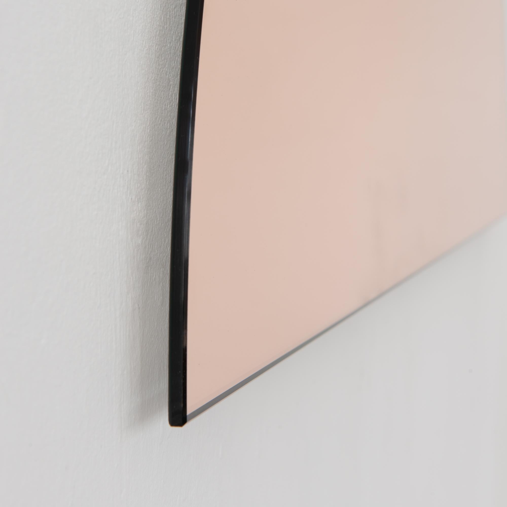 In magazzino Luna Half-Moon Rose Gold Specchio senza cornice effetto fluttuante, medio in vendita 3