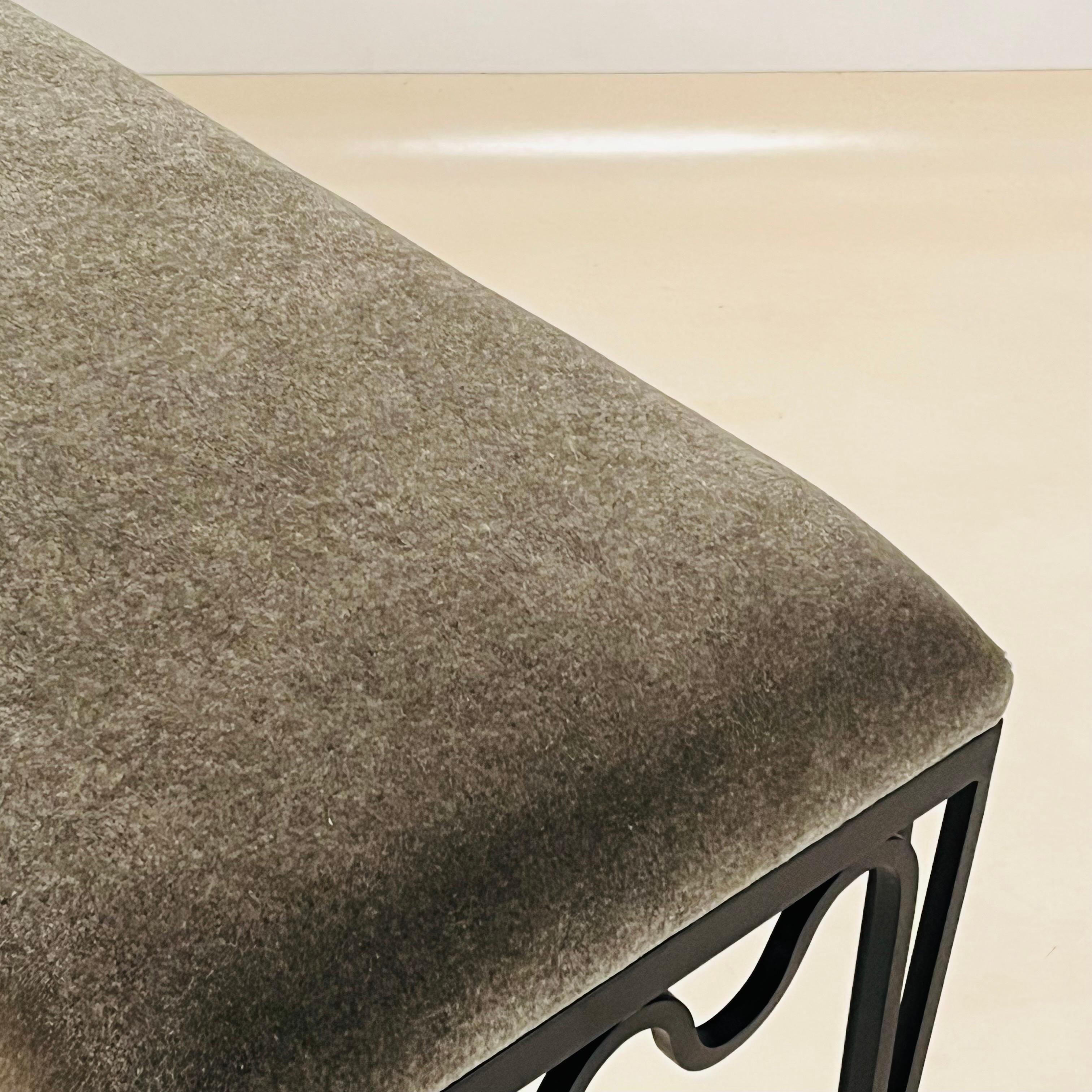 French In-Stock 'Méandre' Bench by Design Frères in Mohair Velvet