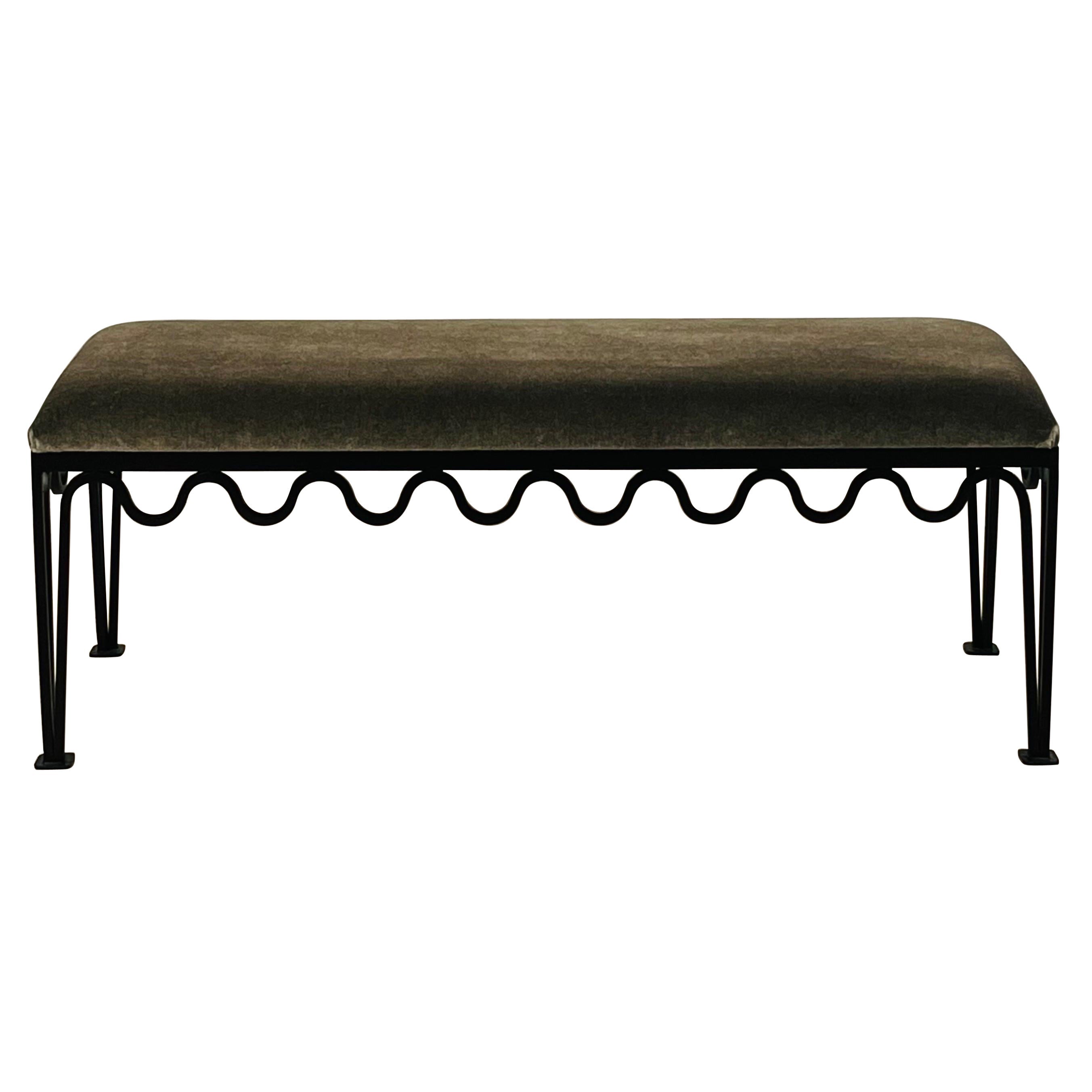 In-Stock 'Méandre' Bench by Design Frères in Mohair Velvet