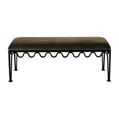 In-Stock 'Méandre' Bench by Design Frères in Mohair Velvet