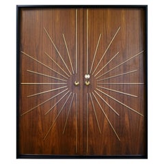 In Stock Now Modernist Walnut Double Doors with Starburst