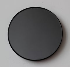 In Stock Orbis Black Tinted Modern Round Mirror with Black Frame, Regular