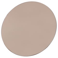 In Stock Orbis Rose / Peach Tinted Round Contemporary Frameless Mirror, Large