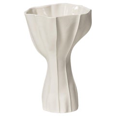 In-Stock, Organic Ceramic Kawa Vase 9.1, White, Textured, Sculptural, Porcelain 