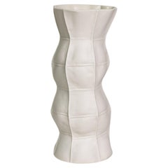 In-Stock, Organic White Porcelain Vase, Kawa Vase Zigzag, Sculptural Ceramic Art