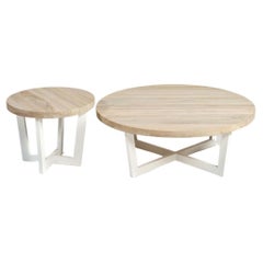 In-Stock, Outdoor Round Teak Coffee & Side Table Set
