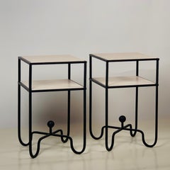 In-Stock Pair of 2-Tier Entretoise Side Tables by Design Frères