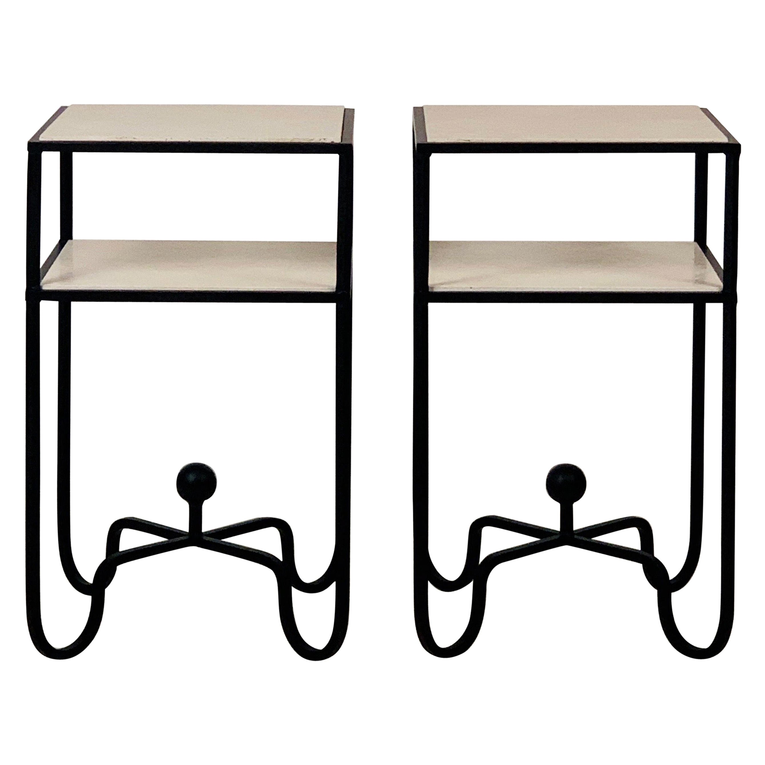 In-Stock Pair of 2-Tier Entretoise Side Tables by Design Frères For Sale