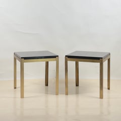In-Stock Pair of Black Lacquer and Brass 'Caisson' Side Tables by Design Frères