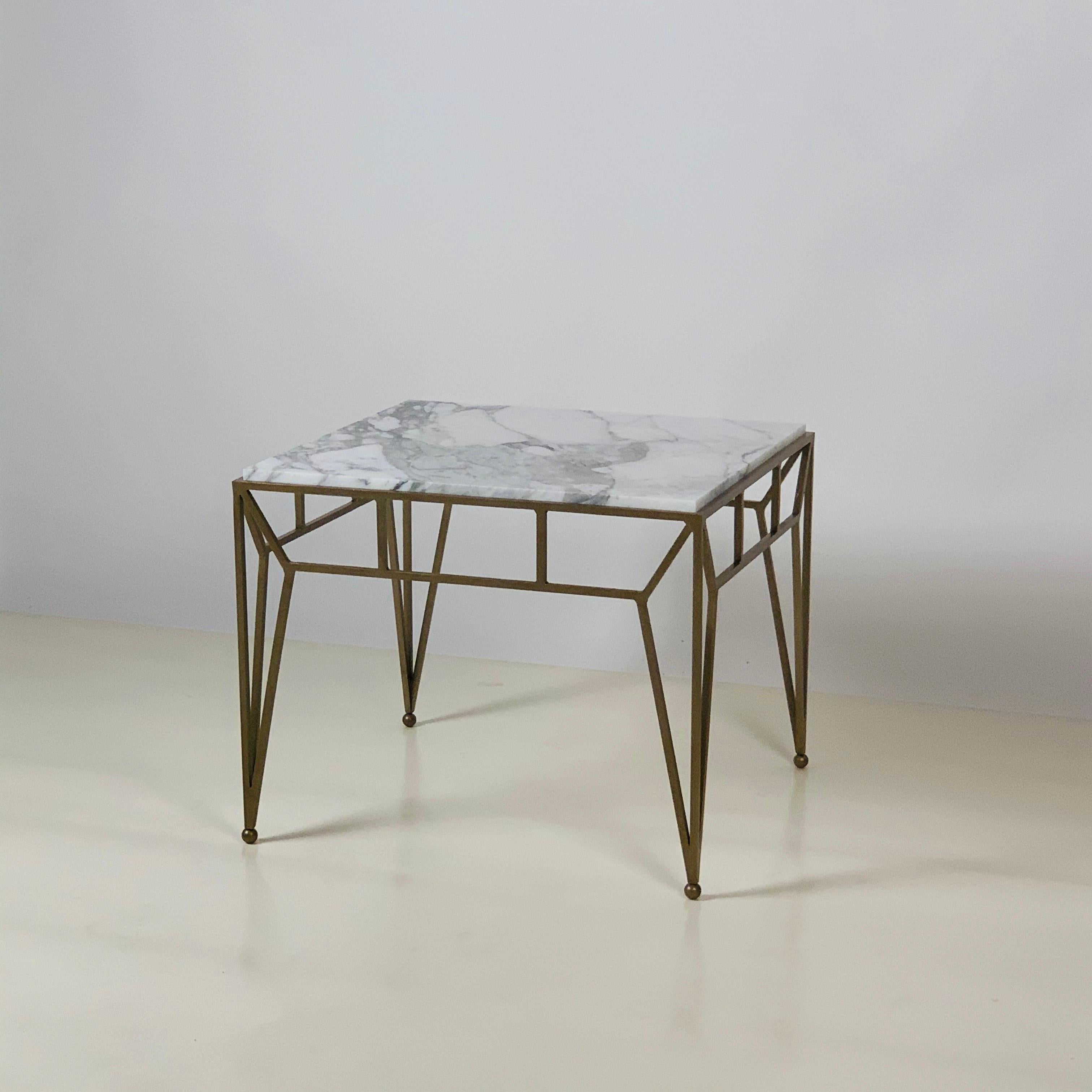 In-Stock Pair of Large 'Angulaire' Marble Side or End Tables by Design Frères In New Condition For Sale In Los Angeles, CA