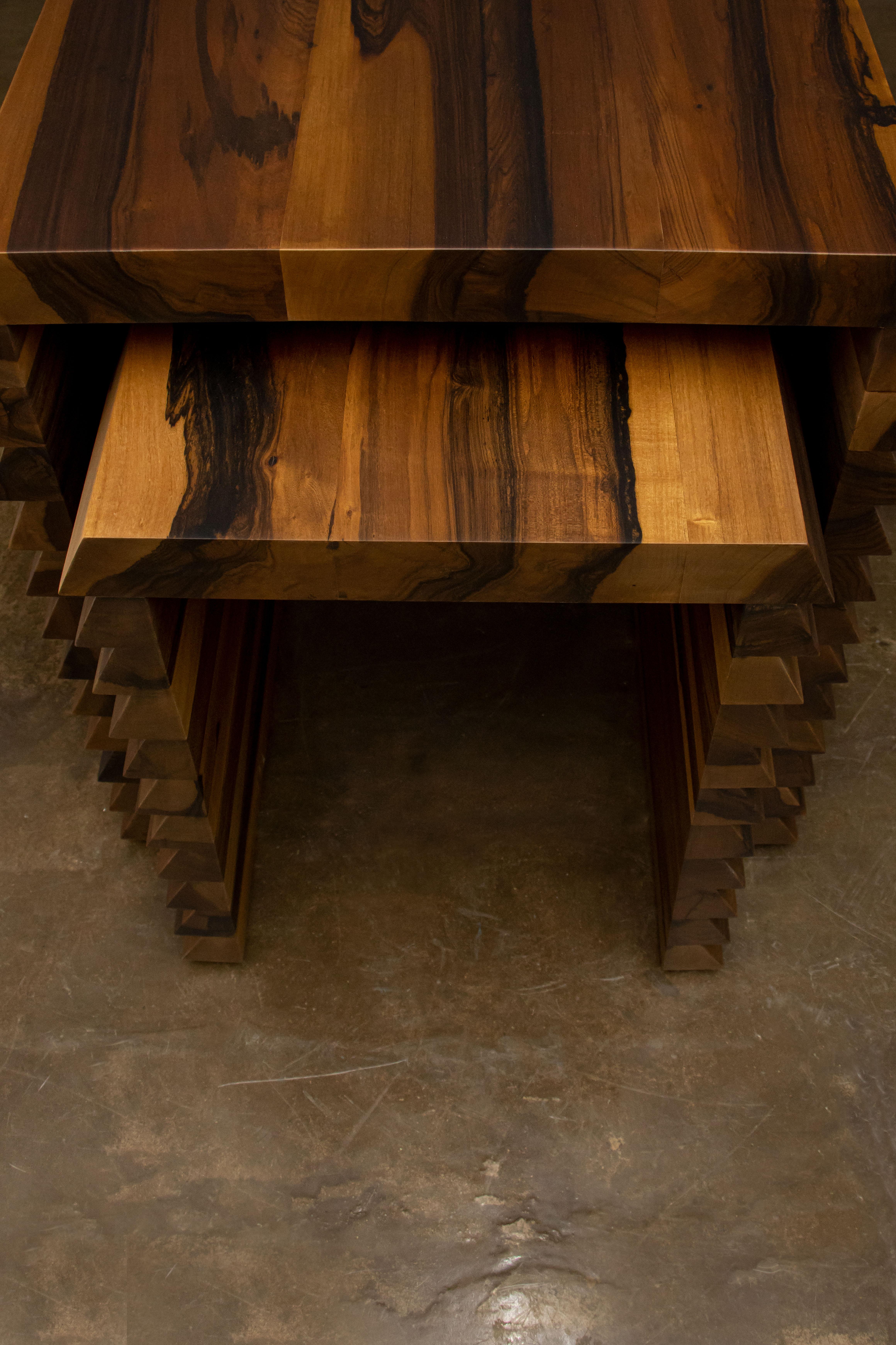 Pair of Solid Exotic Wood Nesting Tables from Costantini, Dorena, in Stock For Sale 2