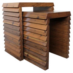 In Stock, Pair of Solid Exotic Wood Nesting Tables from Costantini, Dorena