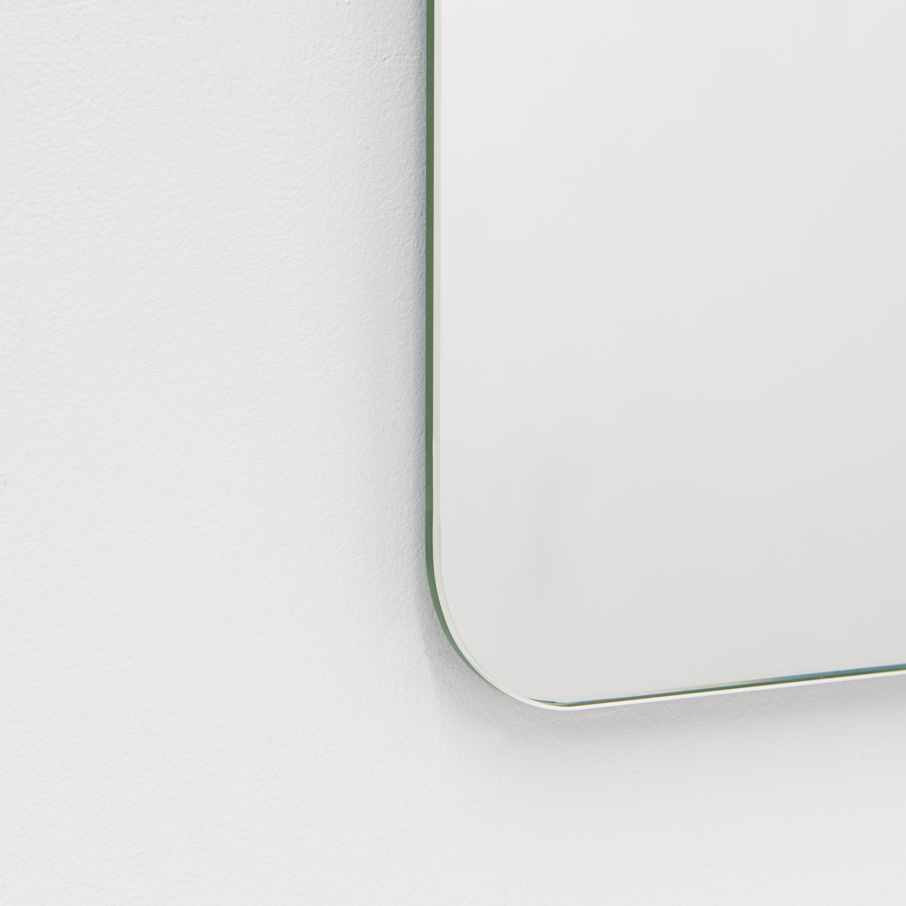 In Stock Quadris Black Tinted Rectangular Frameless Minimalist Mirror, Small For Sale 2