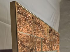 In Stock Rectangular Brass Dotted Wall Mirror Made in Italy